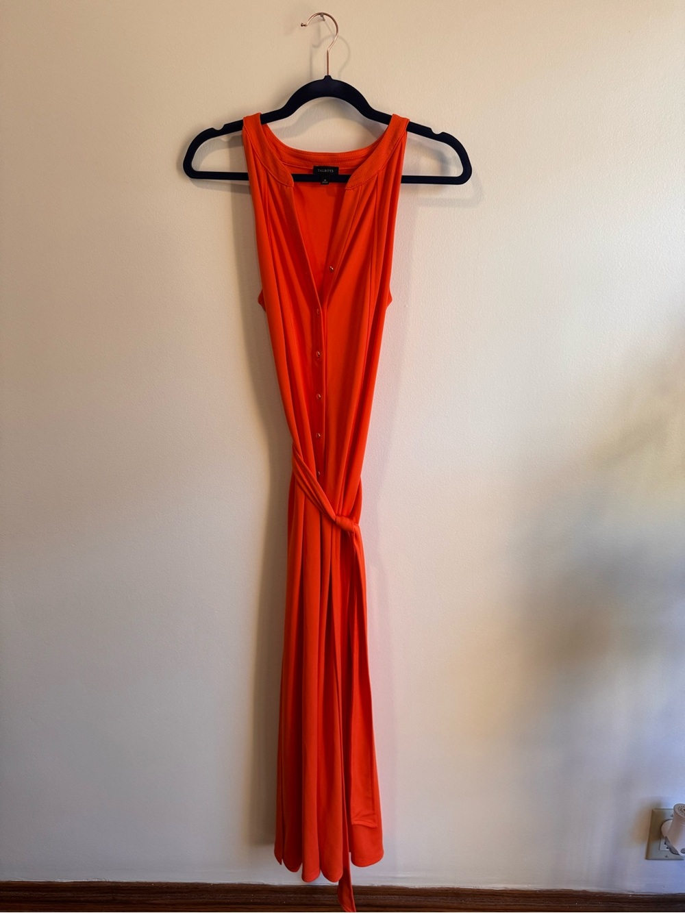 Talbots Vibrant Orange Sleeveless Button-Front Maxi Dress